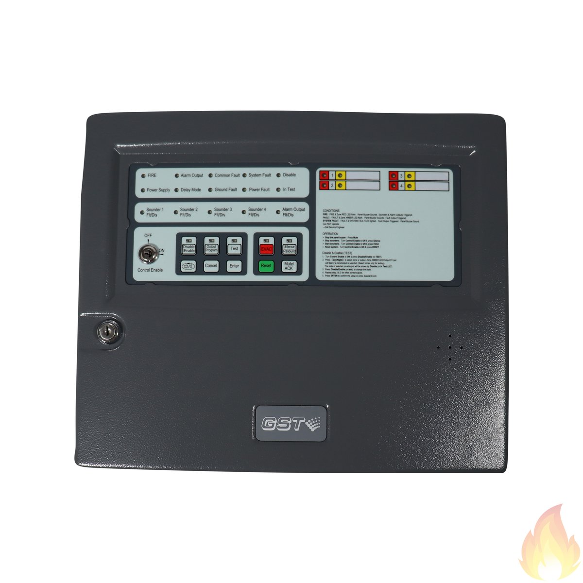 Panel de Alarma de Incendio Convencional 4 Zonas GST104A