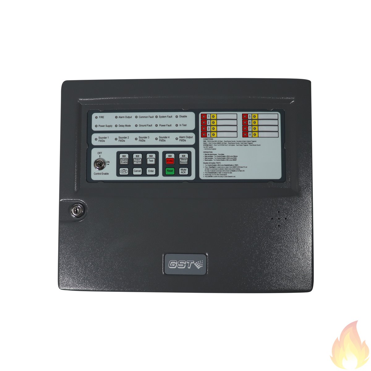 Panel de Alarma de Incendio Convencional 8 Zonas GST108A